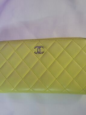 Chanel Quilted Zip Wallet - Yellow